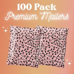 Pink Leopard Poly Mailers 10x13 Inch 100 Pack Shipping Supplies Animal Print